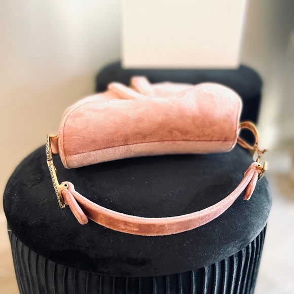 NEW IN BOX Authentic Dior Mini Saddle Bag Velvet with Crystal Rare - Picture 5 of 10